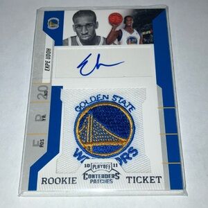 2011 Panini Ekpe Udoh Golden State Warriors Jersey AUTO Rookie Ticket Card RC